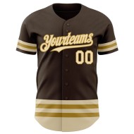 Creme-Old Authentic Jersey Custom Gold Line Brown Baseball Creme-Old Authentic Jersey Custom Gold Line Brown Baseball