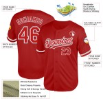 Custom Authentic Throwback Mesh Rot Weiß-Grau Baseball Jersey Custom Authentic Throwback Mesh Rot Weiß-Grau Baseball Jersey