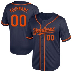 Throwback Navy Mesh Custom Jersey Baseball Authentic Orange