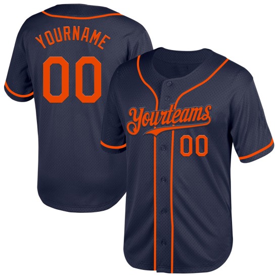Throwback Navy Mesh Custom Jersey Baseball Authentic Orange Throwback Navy Mesh Custom Jersey Baseball Authentic Orange