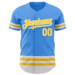 Electric Line Gelb-Weiß Trikot Blau Custom Baseball Authentic Electric Line Gelb-Weiß Trikot Blau Custom Baseball Authentic