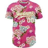China Baseball Weiß-Alt Jersey Rosa Große Authentische Blume Benutzerdefinierte 3D Gold Heißer Design Nordosten Muster China Baseball Weiß-Alt Jersey Rosa Große Authentische Blume Benutzerdefinierte 3D Gold Heißer Design Nordosten Muster