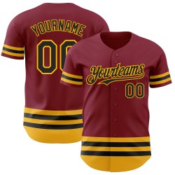 Authentisches Crimson Jersey Custom Line Schwarz-Gold Baseball