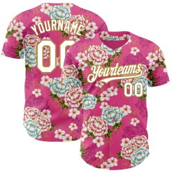 China Baseball Weiß-Alt Jersey Rosa Große Authentische Blume Benutzerdefinierte 3D Gold Heißer Design Nordosten Muster