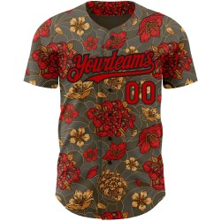 China Big Northeast Flower Jersey Musterdesign Rot-Schwarz Baseball Authentic 3D Olive Custom China Big Northeast Flower Jersey Musterdesign Rot-Schwarz Baseball Authentic 3D Olive Custom