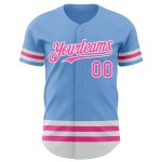 Authentic Line Custom Pink-Weiß Blau Baseball Trikot Hell Authentic Line Custom Pink-Weiß Blau Baseball Trikot Hell