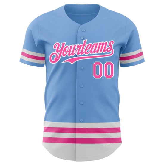Authentic Line Custom Pink-Weiß Blau Baseball Trikot Hell Authentic Line Custom Pink-Weiß Blau Baseball Trikot Hell