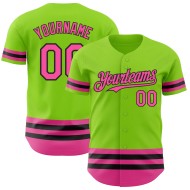 Custom Line Grün Baseball Authentic Pink-Schwarz Trikot Neon