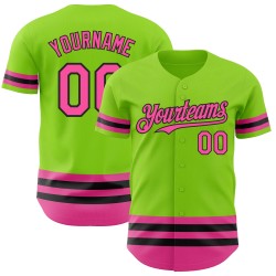 Custom Line Grün Baseball Authentic Pink-Schwarz Trikot Neon