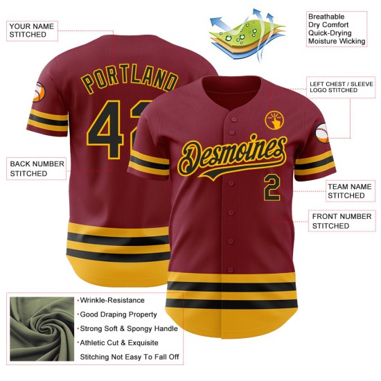 Authentisches Crimson Jersey Custom Line Schwarz-Gold Baseball Authentisches Crimson Jersey Custom Line Schwarz-Gold Baseball