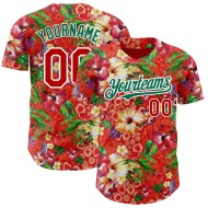 Baseball Kelly Jersey Custom Grün-Weiß Blumenmuster Big Northeast Authentic Design Rot 3D China