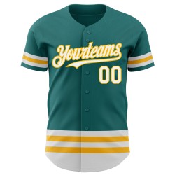 Authentic Line Teal Weiß-Gold Jersey Custom Baseball Authentic Line Teal Weiß-Gold Jersey Custom Baseball