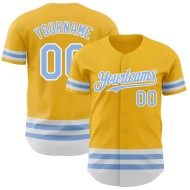 Goldblau-Weiß Authentic Jersey Custom Light Baseball Line