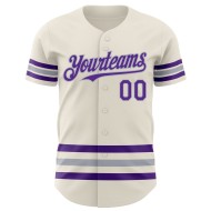 Custom Jersey Line Authentic Baseball Creme Lila-Grau Custom Jersey Line Authentic Baseball Creme Lila-Grau
