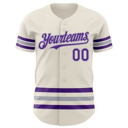 Custom Jersey Line Authentic Baseball Creme Lila-Grau Custom Jersey Line Authentic Baseball Creme Lila-Grau