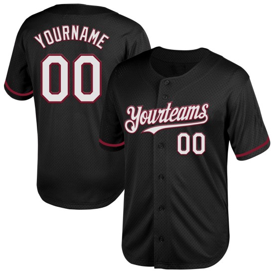 Baseball Schwarzes Custom Throwback-Trikot Authentic Weiß-Karmesinrot Mesh Baseball Schwarzes Custom Throwback-Trikot Authentic Weiß-Karmesinrot Mesh