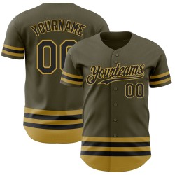 Baseball Service Authentic Gold Schwarz-Old Jersey zu Salute Olive Line Custom