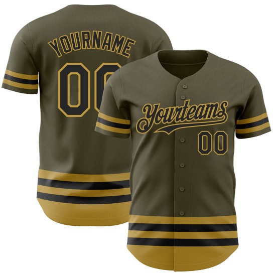 Baseball Service Authentic Gold Schwarz-Old Jersey zu Salute Olive Line Custom Baseball Service Authentic Gold Schwarz-Old Jersey zu Salute Olive Line Custom