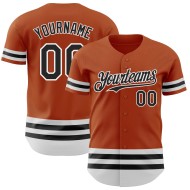 Authentisches oranges Custom-Trikot Texas Baseball Schwarz-Weiß-Linie