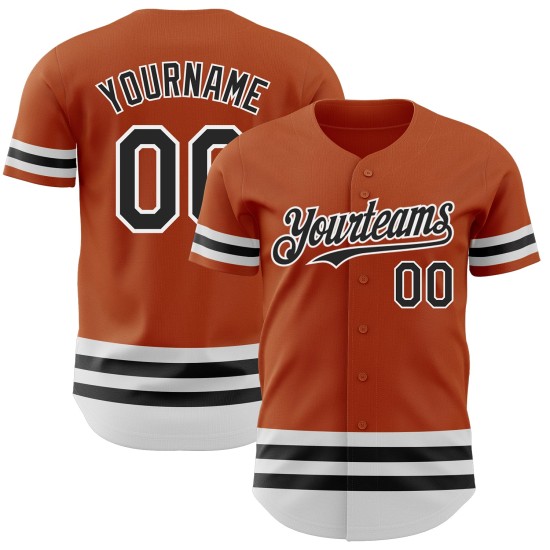 Authentisches oranges Custom-Trikot Texas Baseball Schwarz-Weiß-Linie Authentisches oranges Custom-Trikot Texas Baseball Schwarz-Weiß-Linie