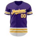 Gold-Weiß Lila Baseball Custom Authentic Line Trikot Gold-Weiß Lila Baseball Custom Authentic Line Trikot