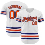 Orange-Royal Weiß Baseball Custom Line Trikot Authentic