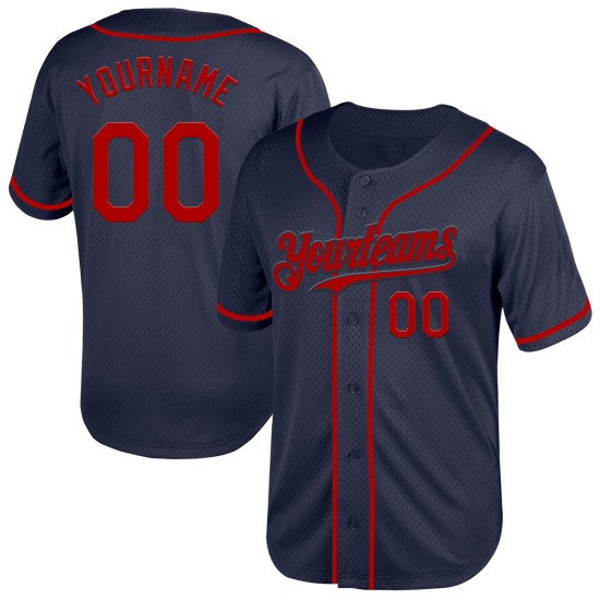 Throwback Authentic Custom Mesh Baseballtrikot Marineblau/Rot Throwback Authentic Custom Mesh Baseballtrikot Marineblau/Rot