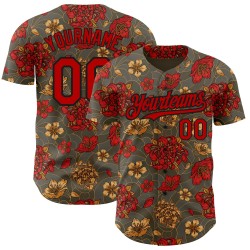 China Big Northeast Flower Jersey Musterdesign Rot-Schwarz Baseball Authentic 3D Olive Custom