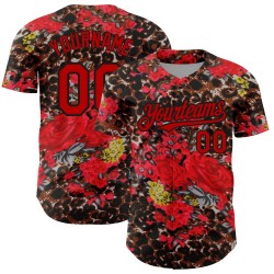 Jersey Northeast Design Leopard Big 3D China Rot Authentisches und schwarzes Baseball-Musterdruck Benutzerdefinierte Blume