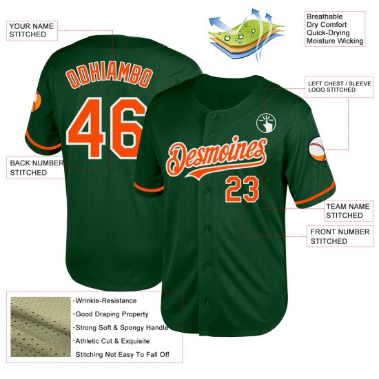 Authentisches Baseball-Trikot im Retro-Look in Grün, Orange und Weiß Authentisches Baseball-Trikot im Retro-Look in Grün, Orange und Weiß