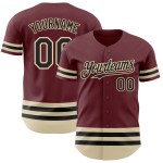 Custom Authentic Baseball Jersey Line Burgund Schwarz-Creme Custom Authentic Baseball Jersey Line Burgund Schwarz-Creme