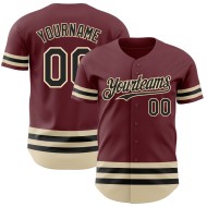 Custom Authentic Baseball Jersey Line Burgund Schwarz-Creme