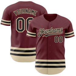 Custom Authentic Baseball Jersey Line Burgund Schwarz-Creme