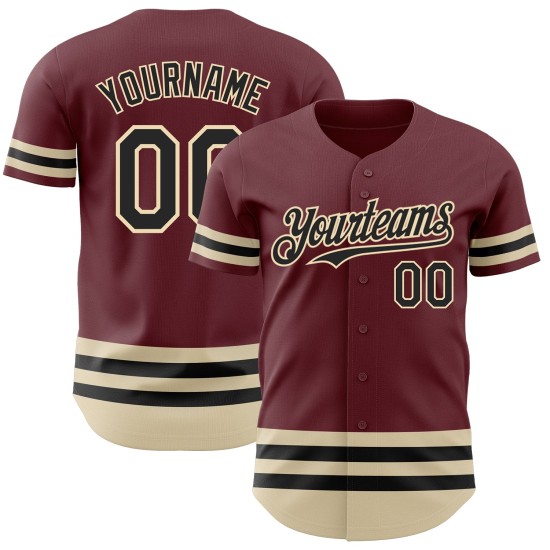 Custom Authentic Baseball Jersey Line Burgund Schwarz-Creme Custom Authentic Baseball Jersey Line Burgund Schwarz-Creme