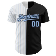 Split Pinstripe Authentic Fashion Schwarz Custom Blau Weiß-Licht Jersey Baseball Split Pinstripe Authentic Fashion Schwarz Custom Blau Weiß-Licht Jersey Baseball