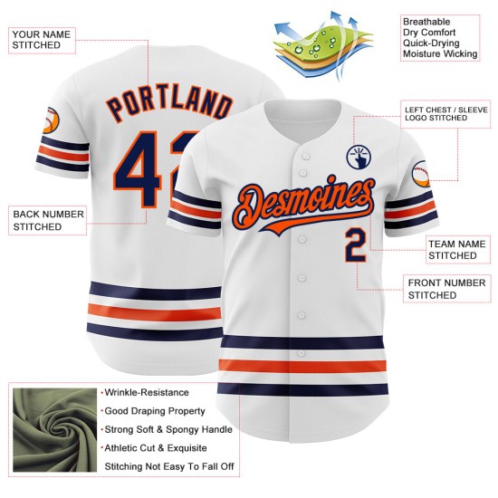 Custom Line Weißes Baseball Authentic Trikot Marineblau-Orange Custom Line Weißes Baseball Authentic Trikot Marineblau-Orange