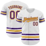 Baseball Trikot Custom Lila-Gold Authentic Line Weiß Baseball Trikot Custom Lila-Gold Authentic Line Weiß