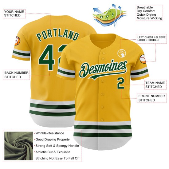 Grün-Weiß Authentic Gold Baseball Line Trikot Custom Grün-Weiß Authentic Gold Baseball Line Trikot Custom