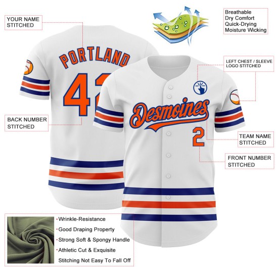 Orange-Royal Weiß Baseball Custom Line Trikot Authentic Orange-Royal Weiß Baseball Custom Line Trikot Authentic