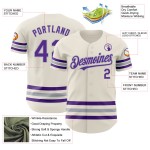Custom Jersey Line Authentic Baseball Creme Lila-Grau Custom Jersey Line Authentic Baseball Creme Lila-Grau
