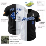 Schwarz Weiß-Royal Baseball Jersey Split Pinstripe Mode Authentische Custom Schwarz Weiß-Royal Baseball Jersey Split Pinstripe Mode Authentische Custom