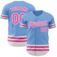 Authentic Line Custom Pink-Weiß Blau Baseball Trikot Hell