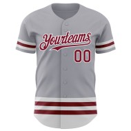 Custom Line Crimson-Weiß Grau Jersey Authentic Baseball Custom Line Crimson-Weiß Grau Jersey Authentic Baseball