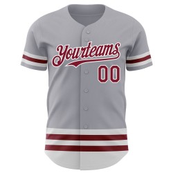 Custom Line Crimson-Weiß Grau Jersey Authentic Baseball Custom Line Crimson-Weiß Grau Jersey Authentic Baseball