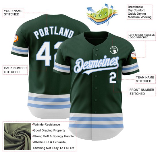Authentic Line Green Jersey Baseball Blau Weiß-Hell Custom Authentic Line Green Jersey Baseball Blau Weiß-Hell Custom