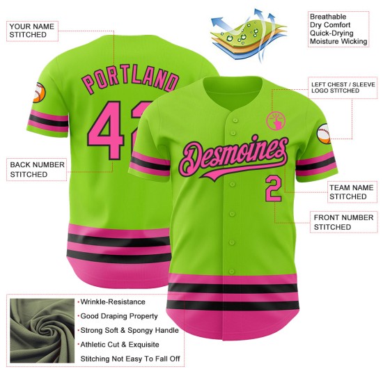 Custom Line Grün Baseball Authentic Pink-Schwarz Trikot Neon Custom Line Grün Baseball Authentic Pink-Schwarz Trikot Neon