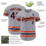 Custom Jersey Baseball Grau Navy-Orange Line Authentic Custom Jersey Baseball Grau Navy-Orange Line Authentic