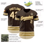 Creme-Old Authentic Jersey Custom Gold Line Brown Baseball Creme-Old Authentic Jersey Custom Gold Line Brown Baseball