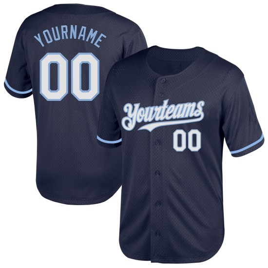 Baseball-Trikot in Marineblau, Weiß-Licht, Throwback, authentisches, individuelles blaues Mesh Baseball-Trikot in Marineblau, Weiß-Licht, Throwback, authentisches, individuelles blaues Mesh