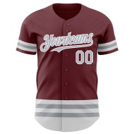 Burgunder Baseball Authentic Grau-Weiß Custom Line Trikot Burgunder Baseball Authentic Grau-Weiß Custom Line Trikot